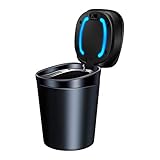 Taomeng Aschenbecher Auto - Auto Aschenbecher Mit Blauer LED-Lichtanzeige, Auto Aschenbecher Mit Deckel Tragbare, Universal Handliche Windaschenbecher Mit Deckel Für Auto, Haus, Bü