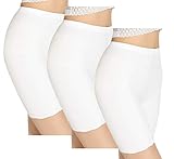 SEPMINDU Damen 3er Pack Boy Shorts Anti Chafing Unterwäsche Plus Size Lange Slips Sheer & Sexy Boxer Nahtlose Damen Slipshort Höschen (Weiß (3er Pack),S)