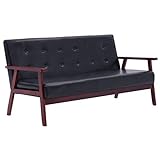 vidaXL Sofa 3-Sitzer Retro Design Polstersofa Loungesofa Sessel Sitzmöbel Ledersofa Polstermöbel Designsofa Couch Schw