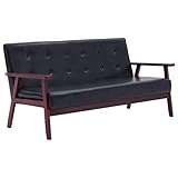 vidaXL Sofa 3-Sitzer Retro Design Polstersofa Loungesofa Sessel Sitzmöbel Ledersofa Polstermöbel Designsofa Couch Schw