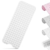 HOMEMBER® Badewannenmatte [100X40 cm] geruchsneutral - Antirutschmatte Badewanne mit extra vielen Saugnäpfen und Einer Antirutschstruktur | Badewanneneinlage für Kinder – inkl. Waschschwamm (Weiß)