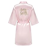 Champagner Bademantel Braut Satin-Seidenrobe Frauen Brautparty Schwester Team Mutter Dusche Geschenk Brautjungfer Hochzeit Kurze Roben-a171-XL