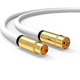 Antennenkabel 4m HD TV Kabel TV Anschlusskabel 135dB Koaxial Stecker auf Buchse (Kupplung) HDTV Kabelfernsehen Koaxialkabel 5-Fach geschirmt DVB-T und DVB-T2 DVB-C Radio UKW DAB (4m, Weiß)