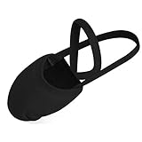 Tanzschuhe Halbsohlen Ballettschuhe Schläppchen Gymnastikschuhe für Kinder und Erwachsenen Schwarz Larg