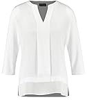 Taifun Damen Blusenshirt mit Satin-Front figurumspielend Offwhite 42