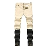 Herren Slim Fit Straight Jeans Fashion Hole Stretch Bequeme All-Match Everyday Casual Simple Denim Hose 30