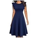 Genorsk Cocktailkleid Damen Abendkleider Elegant FüR Hochzeit Frühling Sommer Neues Kurzarm-Retro-Kleid mit schmalem Print für Party Ballkleid D