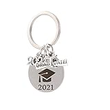 BESTOYARD Graduation Keychain Edelstahl Klasse von 2021 Graduate hängenden Anhänger Schlüsselanhänger Abschluss Geschenk für Freunde （Klasse von 2021