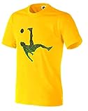 Pele Sports Herren Bike Kick T-Shirt - Bike Kick PELÉ Story Kombi T-Shirt Kurzarm, Gelb L