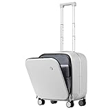 Hanke Handgepäck Koffer 18 Zoll Trolleys mit Vorderer Laptoptasche, Rollkoffer Reisekoffer 4 Rollen Spinner Aluminium Frame PC, mit TSA-Schlösser, 41L, Rauchweiß