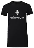 Ethereum Crypto T-Shirt Damen Langes Kleid Kurzarm Schwarz Women Long Dress Black Tee M