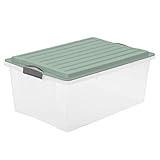 Rotho Compact Aufbewahrungsbox 38l mit Deckel, türkis/transparent, A3/38l, (57 x 40 x 25 cm)