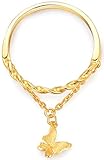 AmDxD Echte Goldserie, 18K Gelbgold Damen Ringe, Schmetterling Kette Verlobungsringe Glänzend Hochzeitsring Goldringe Für Hochzeit Party Engagement Gr.50 (15.9)