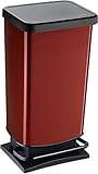 Rotho Paso Mülleimer 40l mit Pedal und Deckel, Kunststoff (PP) BPA-frei, rot metallic, 40l (35,3 x 29,5 x 67,6 cm)
