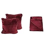 Amago Wohn- und Kuscheldecke, Cashmere-Feeling, Bordeaux, 220 x 240 cm, 40024-33-2040 & Kissenbezug 2er-Set, Cashmere-Feeling, 50 x 50 cm, Bordeaux, 40133-33-A2