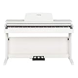 Fame DP-2000 E-Piano mit Hammermechanik, anschlagdynamischen 88 Tasten, voller Klavierklang, 16 Orchesterklangfarben, 128-fache Polyphonie, wertiges Gehäuse mit Deckel, Digital Piano in weiß