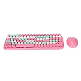 Tastatur-Maus-Set, 100 Tasten 2.4G Wireless Power Saving Tastatur-Maus-Kit, Langstreckenübertragung Smart-Tastatur-Maus Fit für Desktop-Tablet Windows XP/7/8/10(Süßigkeit Rose)