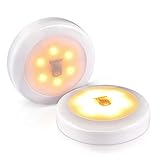 ipow LED Touch Lampe, 2er-pack Dimmbare Schrankleuchten batteriebetrieben überalle haftende Nachtlicht für Schrank Wand Treppen küchen - Warmweiß