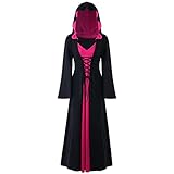 SHIZUANYUE Maxi Kleider Damen Gothic Steampunk Langarm Mittelalter Kleid Mit Kapuze Kleid Elegant Retro Abendkleider Cosplay Kostüm Halloween Costume Karneval Kostüm Party Fasching Fasnacht C