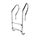 HHXD Schwimmbadleiter Einbauleiter aus Edelstahl Pooltreppe Anti-Rutsch und Anti-Rost Einfach zu Installieren,Wasserpark/银色 / W54cm*H120