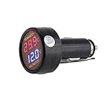 JZK Voltmeter & Thermometer 2 in 1, digital anzeige Auto Batterie Spannung temperatur Gauge Monitor Tester Meter voltmesser, DC 12V 24V