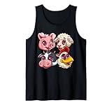 Lustig Vegan Vegetarier Tierliebhaber Bauernhoftiere Kuh Schwein Tank Top