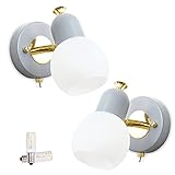 MantoLite 2PCS Moderne Globe Glas Wandleuchten Mit Schalter Nachtleselampen Im Nordischen Macaron-Stil Für Kinder Schlafzimmer Nachtflur LED Wandleuchte (Grau, 5W E14 LED Lampen Enthalten)