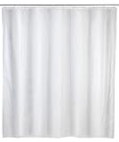 WENKO Anti-Schimmel Duschvorhang Uni White - Anti-Bakteriell, Textil, waschbar, wasserabweisend, schimmelresistent, mit 12 Duschvorhangringen, Polyester, 120 x 200 cm, Weiß