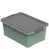 Rotho Compact Aufbewahrungsbox 13l mit Deckel, Kunststoff (PP recycelt) BPA-frei, grün/anthrazit, A4/13l (39,5 x 27,5 x 18,0 cm)