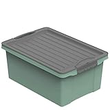 Rotho Compact Aufbewahrungsbox 13l mit Deckel, Kunststoff (PP recycelt) BPA-frei, grün/anthrazit, A4/13l (39,5 x 27,5 x 18,0 cm)