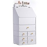 Liuhoulin Kosmetische Aufbewahrungsbox Desktop Kosmetische Aufbewahrungsbox Mehrschichtige Aufbewahrungsbox Für Waschtisch Mode Schublade Schmuck Aufbewahrungsbox (Color : White)