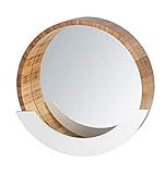 WENKO Wandspiegel Finja mit Ablage - Kosmetikspiegel, Dekospiegel, Spiegelfläche ø 35 cm, Bambus, 39 x 38 x 9.5 cm, B
