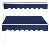 DREAMADE Sonnenmarkise 3M mit Aluminiumrahmen, Gelenkarmmarkise Balkonmarkise Markise Handbetrieben, Sonnenschutz, Wasserabweisende, UV-beständige Markise, ideal für Garten, Terasse und Balkon (Blau)