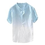 Sommer-T-Shirt für Herren, kurzärmelig, Rundhalsausschnitt, Farbverlauf, Weiß, Teenager-T-Shirt, Polo-Shirt, locker, leicht, schnelltrocknend, Freizeit-Sportbekleidung, Yoga-Shirt, Tops, hellblau, XL