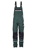 TMG® Arbeitslatzhose Herren, Lange Arbeitshose mit Latz und Kniepolstertaschen Grün 28