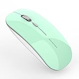 Uiosmuph Q5 Kabellos Maus, Wiederaufladbar Funkmaus 2.4G Leise Funkmaus Ultra Dünn Wireless Computermaus 1600 DPI Mit Mäuse mit USB Empfänger Typ C für Laptop, PC, Linux, MacBook (Mint Green)