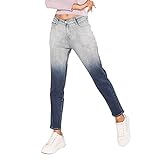 Nina Carter Q1877 Damen Jeanshosen MOM FIT Boyfriend zweifarbig Stretch Jeans (Blau-Weiß (Q1877), XS)