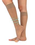 CALZITALY Zehenfreie Stützstrumpfe mit Starker Abgestufter Kompression 18-22 mm/Hg | Kompressionsstrümpfe Open Toe | Schwarz, Hautfarbe | S/M, L/XL | 140 DEN | Made in Italy (Hautfarbe, L/XL)
