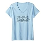 Damen Canasta Player Gifts - Ich spiele Canasta & Ich weiß Dinge Lustig T-Shirt mit V