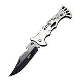Taschenmesser, Mini Klappmesser| Outdoor Messer, mit Gürtelclip und Dosenöffner, Fuer Freizeit, Camping, Wandern und Notfaelle, Vatertagsgeschenk