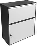 Ondis24 Korona Paketbox Postbox für Pakete, Päckchen, Warensendungen und Briefe mit Paketsafe (XXL 103 cm x 82 cm, Schwarz Grau)