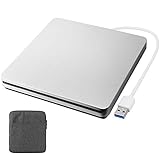 Douper Externes CD DVD Laufwerk mit Tragetasche, Automatisch Pop-in Extern DVD Brenner Optischer DVD-RW Row Player Rewriter für Laptop, Desktop (USB 3.0)