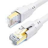 CAT 8 Ethernet Kabel 25m, Hochgeschwindigkeit SFTP Netzwerkkabel 40Gbps 2000MHz 26AWG Internet LAN Kabel mit Vergoldetem RJ45 für Router, Modem, Gaming, Xbox, PCs (25m/weiß)