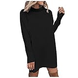 LFYYDS Damen Strickkleid Einfarbiges Strickpulli Kleider Elegant Rollkragen Stricken Pulloverkleid Langarm Lose Knielang Kleid Hohe Elastizität Pullikleid Herbst Winter Casual Etuik