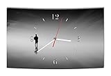 LAUTLOSE Designer Wanduhr Mann im Wasser grau schwarz modern Dekoschild Abstrakt Bild 38 x 25