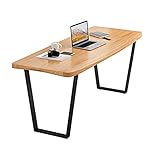 Computertische PC. Laptop-Schreibtisch mit geschwungenen Kanten Einfache Heimschrift-Workstation-Schreibtisch 47 '/ 55' Solide Kiefer-Arbeitsstudentabelle mit Schmiedeeisentisch-Basis Bü