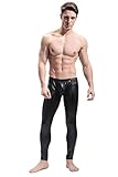 niceprice Latex Herren Leggings Leder Optik enganliegend Lederhose Stretch Pants Schwarz neu (S/M)