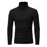 Herren Rollkragen Polo-Ausschnitt Lange Ärmel T-Shirt Pullover Tops Schlank Einfarbig Winter Pullover Pullover Stretch Tunika Strickhemd Herren Slim Fit T-Shirt Basic Rollkragen Einfarbig