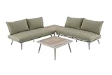 Tarrington House Loungemöbel Set Lualu, 5-TLG, Aluminium/Polyester/DPL, 2 Sofa Garden, 1 x Beistelltisch,1 x Couchtisch, inkl. Kissen, Relax für Outdoor, Terrasse und Garten, grün/Silb