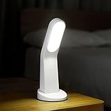 SENFAY Schreibtischlampe LED Dimmbar Akku Schreibtischleuchte Aufladbar Tischleuchte Mit Schalter Kinder Leselampe Mit Handyhalter Und Magnet Tischlampe Kabellos Nachttischlampe Für Studie Weiß